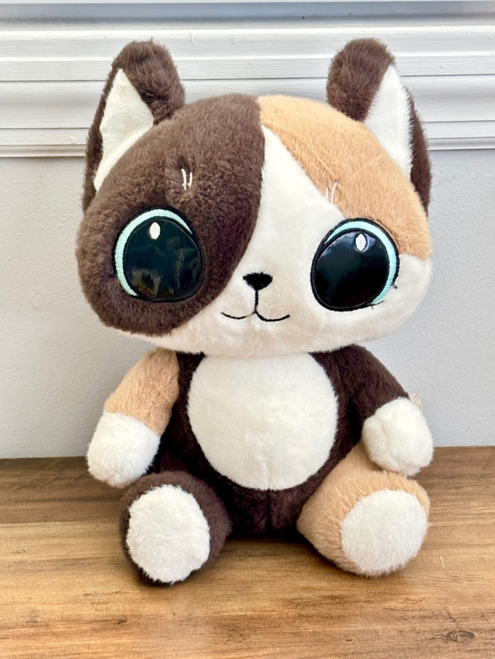 Rumi Life Brown White Tan Color Block Kawaii Cat Kitten Plush Stuffed Animal Toy